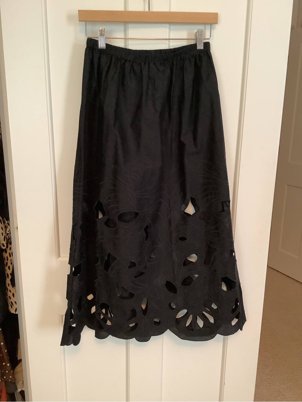 H&M Black Laser-Cut Midi Skirt New without tags